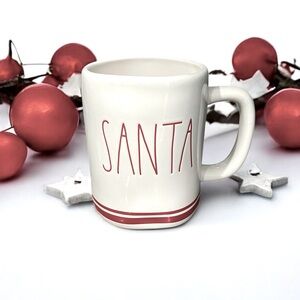 NEW RAE DUNN SANTA Christmas Large Ceramic Mug Festive Celebrate Stripes